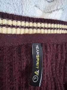 Korean Style Maroon V-Neck Knitted Sweater