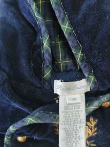 Navy Blue Velour Snowsuit with Gold Buttons