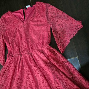 Elegant Pink Lace Dress