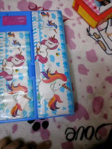 Kids Unicorn Big Pencil Box With Calculator