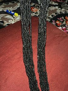 Elegant Beaded Necklace with Black Stone Pendant