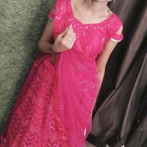 Lehenga Pink Color Full Embroidery For Womens
