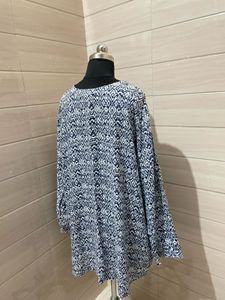 3xl Oversized Stylish Blue &amp; White Printed Kurta