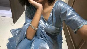 Beautiful Blue Saree with Embellishments