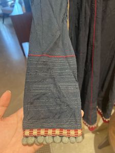 Elegant Navy Blue Kurta with Red Trim - Ritu Kumar