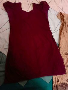 Embroidered Maroon Kurta Set