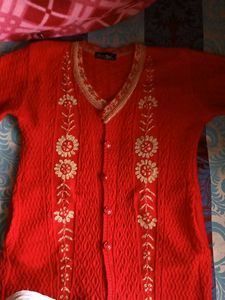 Red Floral Cardigan
