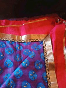Blue and Red Festive Saree