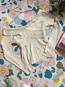 Cream One-Shoulder Knit Top