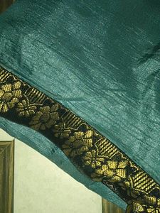 Elegant Blue Saree with Golden Border