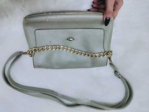 Pale Blue Chain Sling Bag