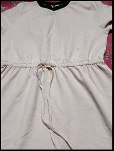 Cream Maxi Dress with Drawstring Waist