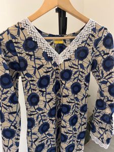 Blue Floral Print Kurta