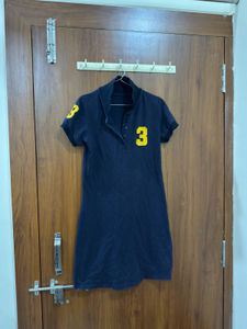 Navy Blue Polo Dress with Yellow Number 3