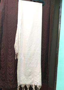 Dupatta thread jhalar designer piece colour cream