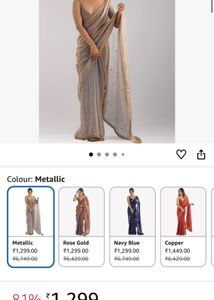Elegant Grey Embellished Saree