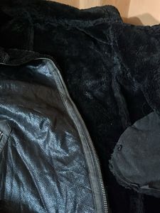 Men's Black Faux Leather Aviator Jacket