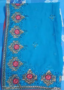 Beautiful Blue Embroidered Saree