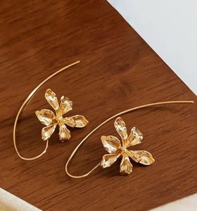Gold Flower Drop Earrings