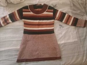 Striped Long Sleeve Mini Dress sweter kneeted