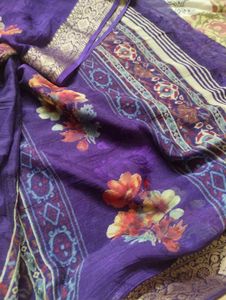 Royal Purple Saree with Gold Border