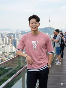 Men's Pink Oversized T-Shirt