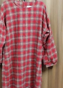 Red Plaid Ruffle Hem Mini Dress