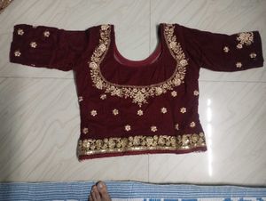 Maroon Velvet Lehenga Choli
