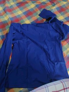 Blue Long Sleeve T-Shirt with Floral Print