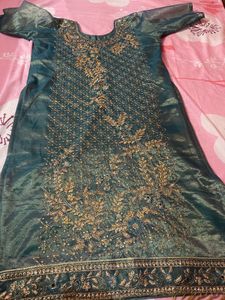 Embroidered Teal Kurta Set