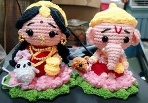 Handmade Crochet Lakshmi & Ganesha