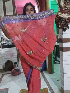 pink and purple shade Saree
