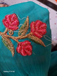 Beautiful Embroidered Teal green shining