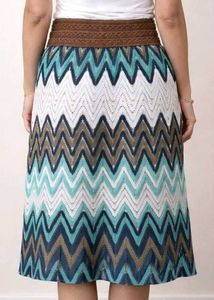 Stylish Chevron Skirt with Lace-Up Belt