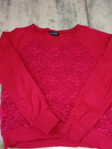 Red full sleeve pullover sweat shirt