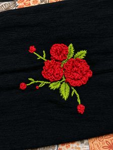 Elegant Black red  Embroidered abaya