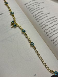 Gold Anklet with Blue Stones