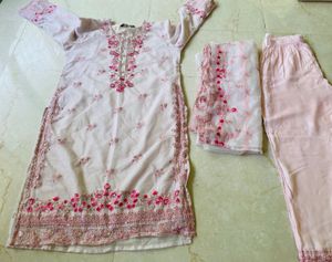 Embroidered Pink Kurta Set