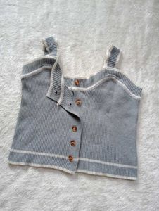 Button-Front Knit Tank Top