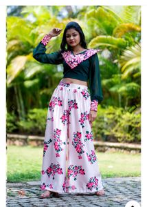 Stylish Green Embroidered Blouse with lower 2pc L