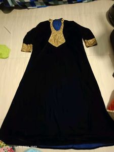 Elegant dark navy blue Velvet Gown