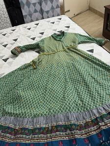 Beautiful Green Printed Anarkali Kurta