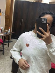 Grey Crewneck Sweatshirt with Basketball Graphic