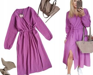 Flowy Purple Wrap Midi Dress
