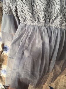 Grey Lace &amp; Net Peplum Top – Elegant Party Wear🫶�