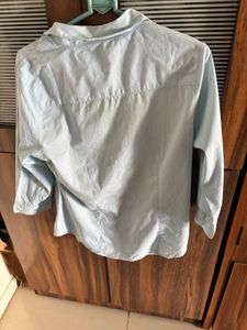 Light Blue Collared Three-Quarter Sleeve Shirt
