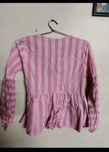 Striped Wrap-Front Top