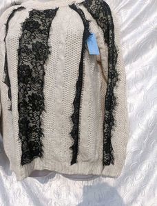 Lace Trim Knit Sweater
