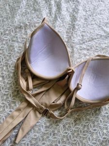 Tan Bow Front Bikini Top