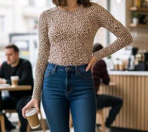 H&M Fitted Leopard print Top